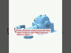 Energieerzeugung vereinfacht mit der Pelton-Wasserkraftanlage bei 134 m Wasserdruck und 600 r/min Geschwindigkeit