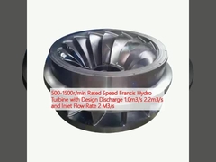 500-1500 r/min Nenngeschwindigkeit Francis-Wasserkraftanlage mit Konstruktionsentladung 1,0 m3/s 2,2 m3/s und Einlassdurchfluss von 2 M3/s